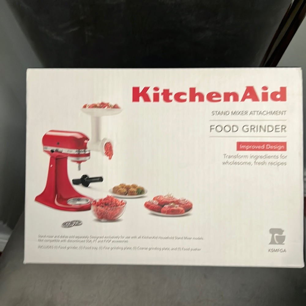 The KitchenAid Food Grinder Attachment attaches to any KitchenAid stand mixer